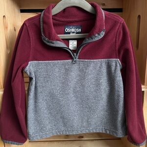 OshKosh B'gosh Red and Gray Zip-Up Fleece Pullover, Size 3T